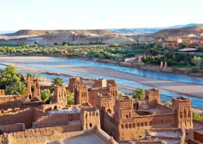 Historic Ksar Ait Ben Haddou, a fortified village near the Atlas Mountains on a classic Atlas itinerary.