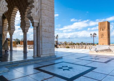 Mausoleum of Mohammed V in Rabat, Morocco, with traditional Moroccan architecture Atlas Itinerary