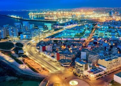Coastal view of Tangier overlooking the Strait of Gibraltar, a cultural gateway on an extended Atlas itinerary.